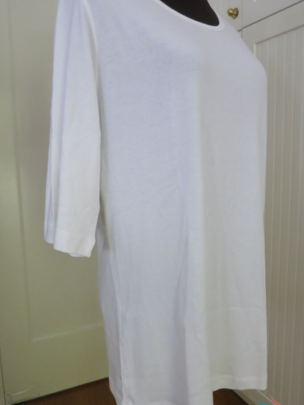 duluth trading white cotton pull over shirt top half sleeve scoop neck xl nwt 0.png