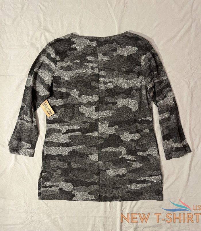 duluth trading women s lightweight 3 4 sleeve boatneck tunic gray camo sz m 7.jpg