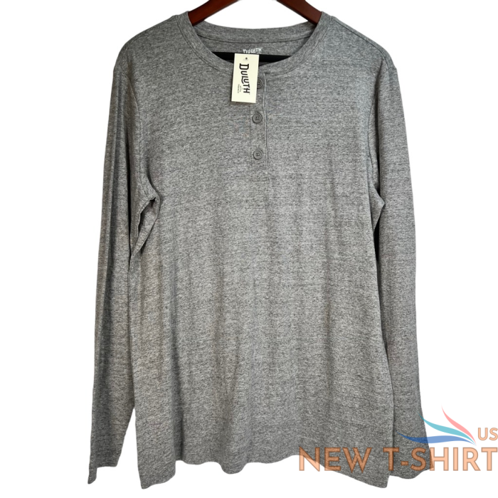 duluth trading womens longtail t shirt gray heathered long sleeve henley l new 0.png