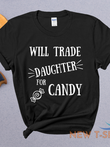 funny halloween tee will trade daughter for candy woman shirt family party gift 0.png