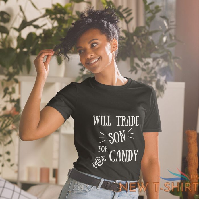 funny halloween unisex t shirt will trade son for candy family tee mom son dad 5.jpg