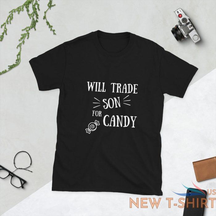 funny halloween unisex t shirt will trade son for candy family tee mom son dad 6.jpg