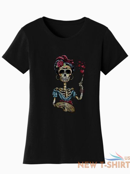 gravity trading womens halloween frida shirt day of the dead sugar skull 0.jpg