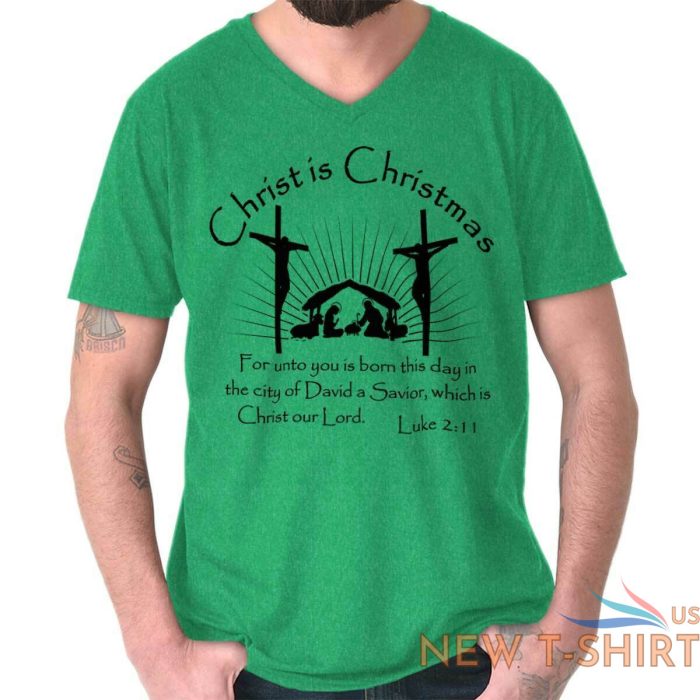 jesus christ is christmas christian holiday adult v neck short sleeve t shirts 6.jpg