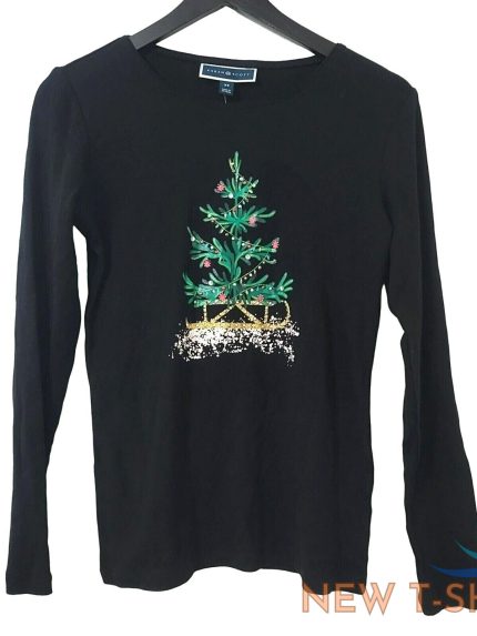 karen scott christmas t shirt black long sleeve tree holiday glitter studded 0.jpg