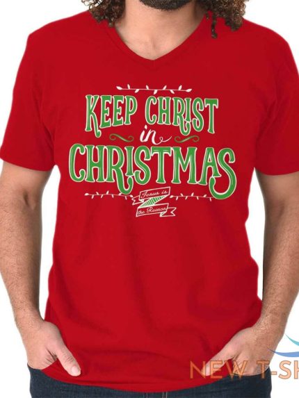 keep jesus christ christmas christian holiday adult v neck short sleeve t shirts 0.jpg