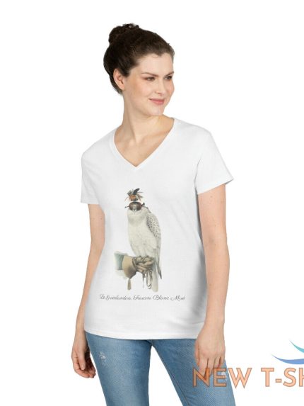 ladies 100 cotton v neck t shirt vintage 1853 hooded white falcon sm 2xl 0.jpg