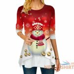 ladies christmas snowman long sleeve pullover crew neck xmas casual t shirt top 3.jpg