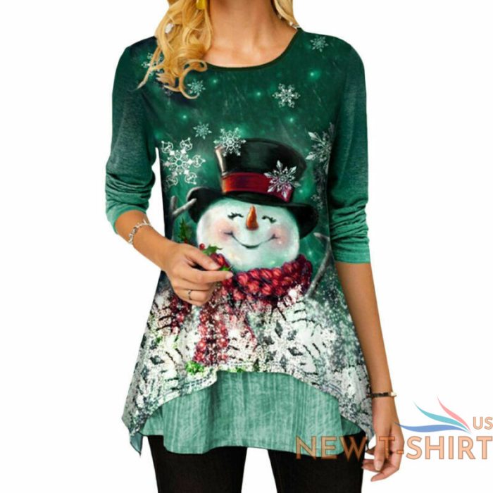 ladies christmas snowman long sleeve pullover crew neck xmas casual t shirt top 7.jpg