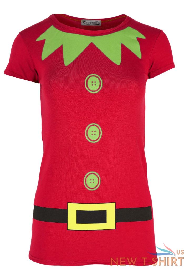 ladies elf costume buttons belt print womens christmas xmas gift t shirt tee top 1 1.jpg