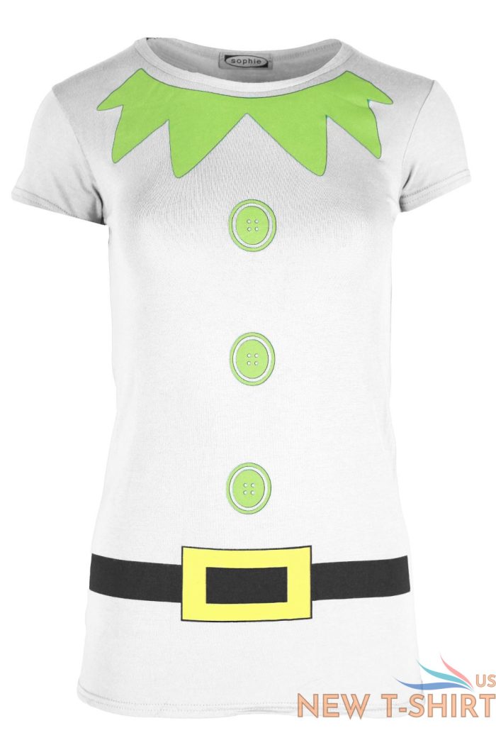 ladies elf costume buttons belt print womens christmas xmas gift t shirt tee top 2 2.jpg