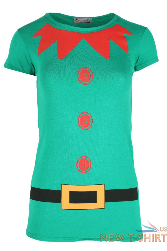 ladies elf costume buttons belt print womens christmas xmas gift t shirt tee top 3 1.jpg