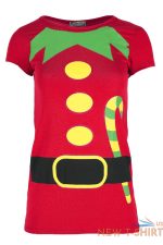 ladies elf costume buttons belt print womens christmas xmas gift t shirt tee top 5 1.jpg