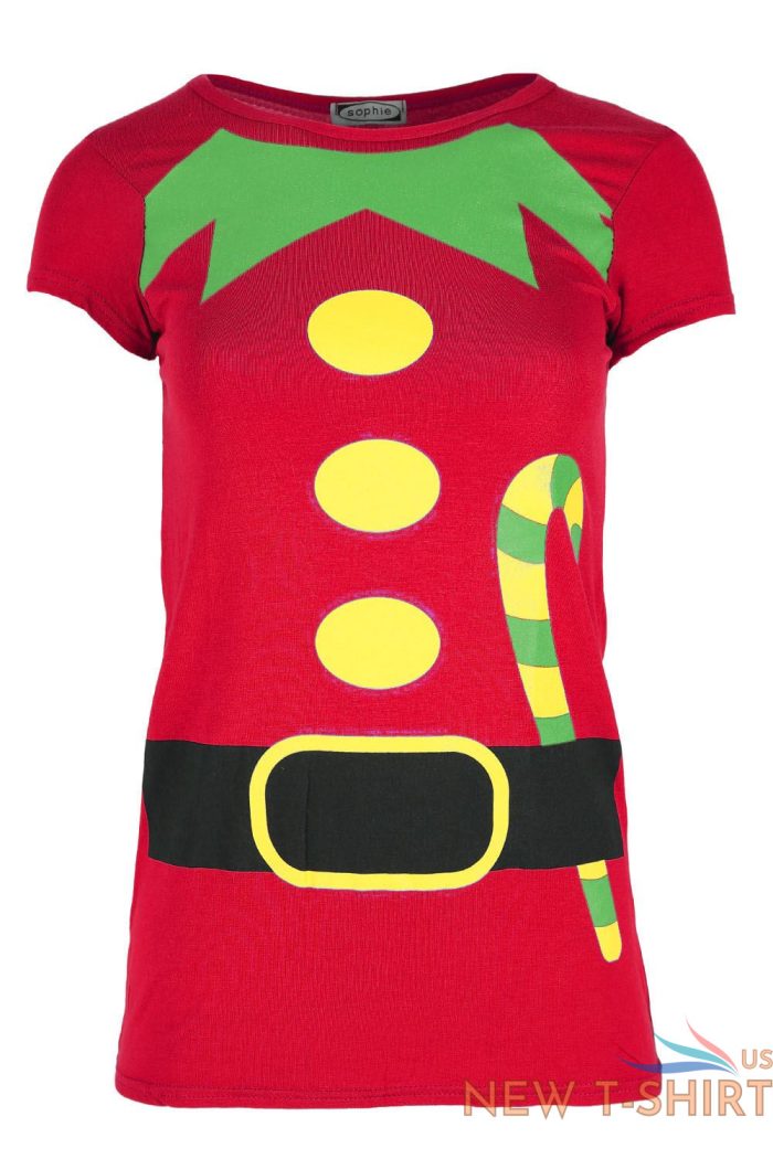 ladies elf costume buttons belt print womens christmas xmas gift t shirt tee top 5 1.jpg