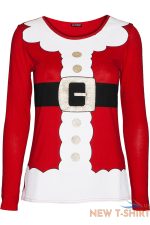 ladies elf costume buttons belt print womens christmas xmas gift t shirt tee top 7 1.jpg