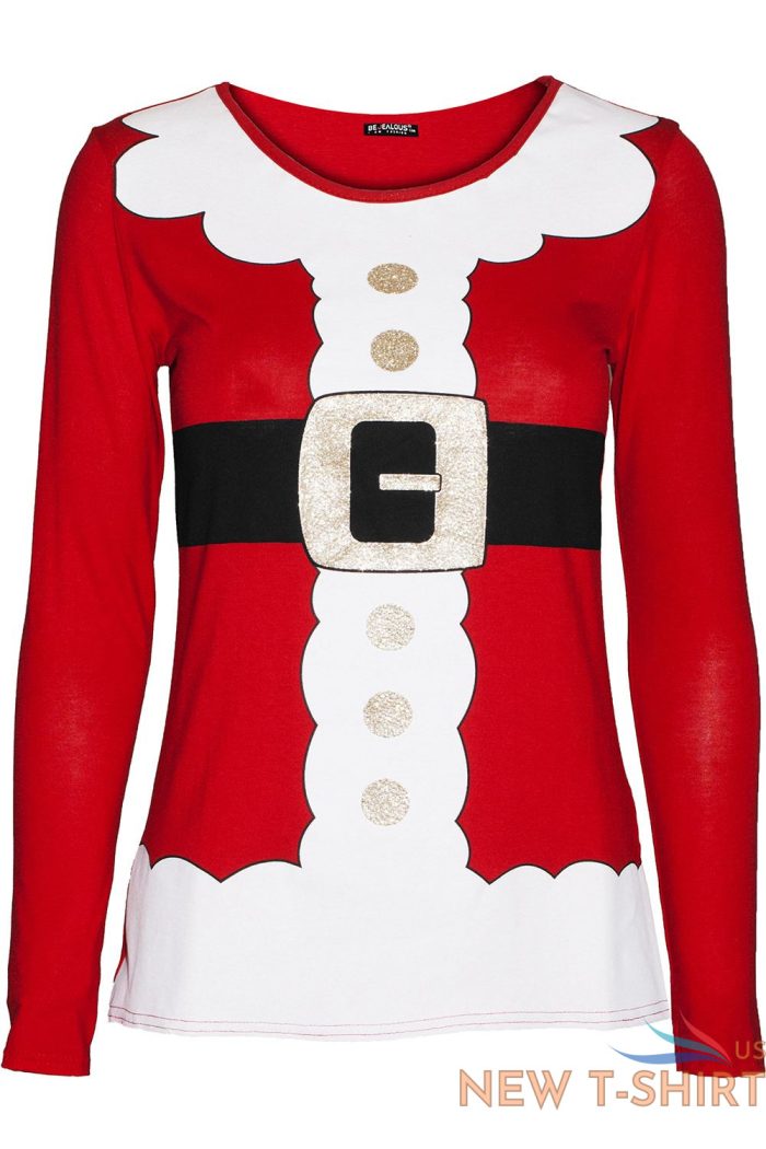 ladies elf costume buttons belt print womens christmas xmas gift t shirt tee top 7 2.jpg