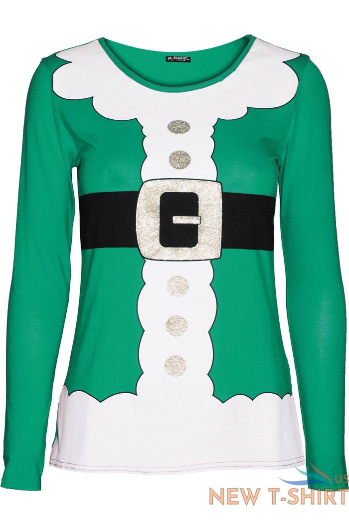 ladies elf costume buttons belt print womens christmas xmas gift t shirt tee top 8 1.jpg