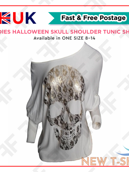 ladies luxury halloween skull off shoulder top bar dot skeleton tunic batwing hq 0.png