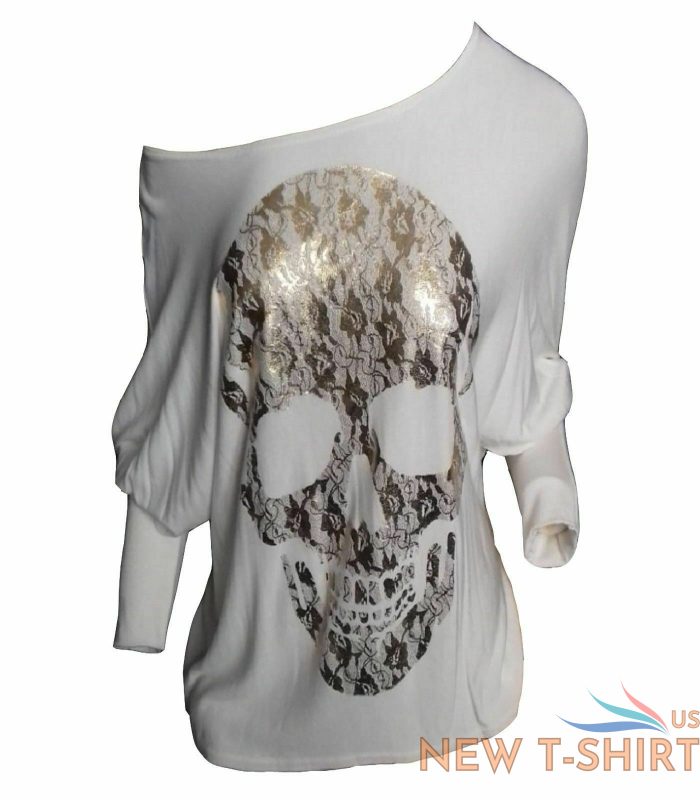 ladies luxury halloween skull off shoulder top bar dot skeleton tunic batwing hq 3.jpg