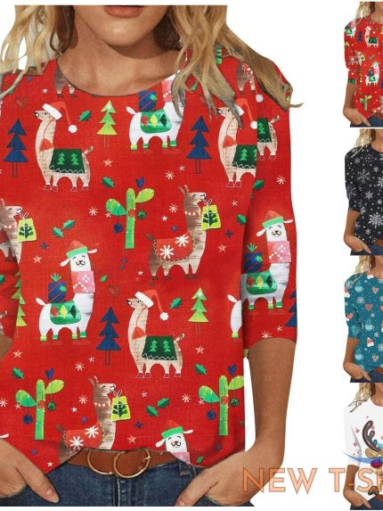 ladies womens christmas xmas santa print pullover tops festive t shirt blouse 0.jpg