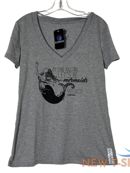 mermaid t shirt womens large gray v neck 1.jpg