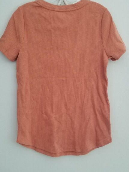 new duluth trading ladies m orange cotton short sleeve ribbed top 1.jpg