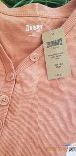 new duluth trading ladies m orange cotton short sleeve ribbed top 2.jpg