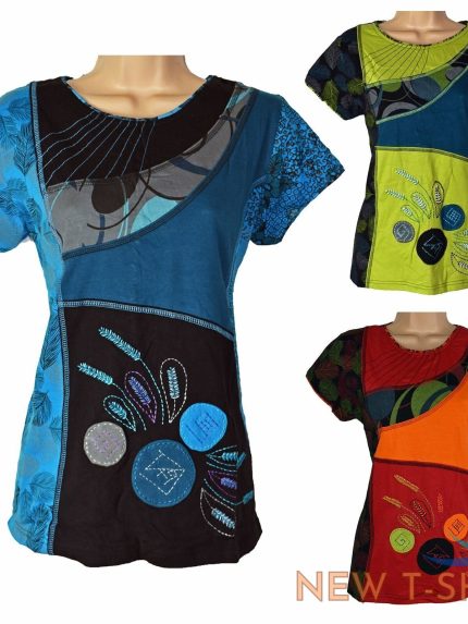 new fair trade cotton flower print t shirt top 14 16 18 20 22 24 hippy hippie 0.jpg