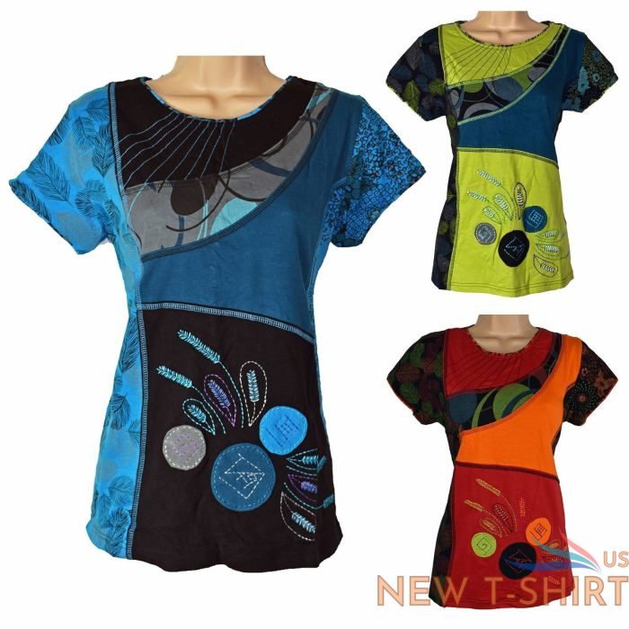 new fair trade cotton flower print t shirt top 14 16 18 20 22 24 hippy hippie 0.jpg