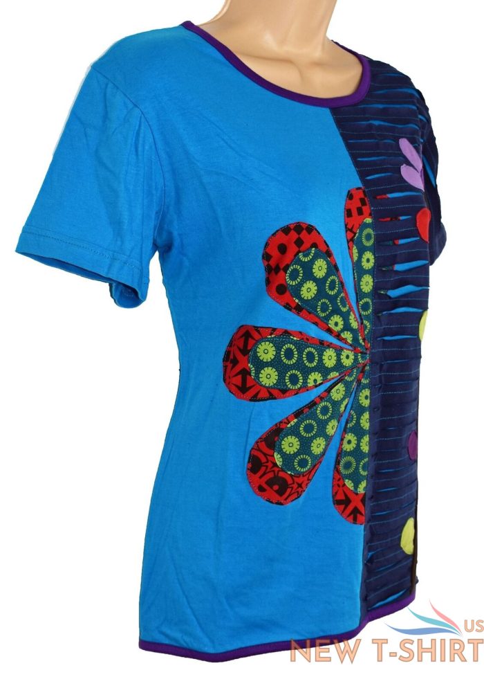 new fair trade flower cut cotton t shirt top 12 14 16 18 20 22 24 26 28 30 boho 3.jpg