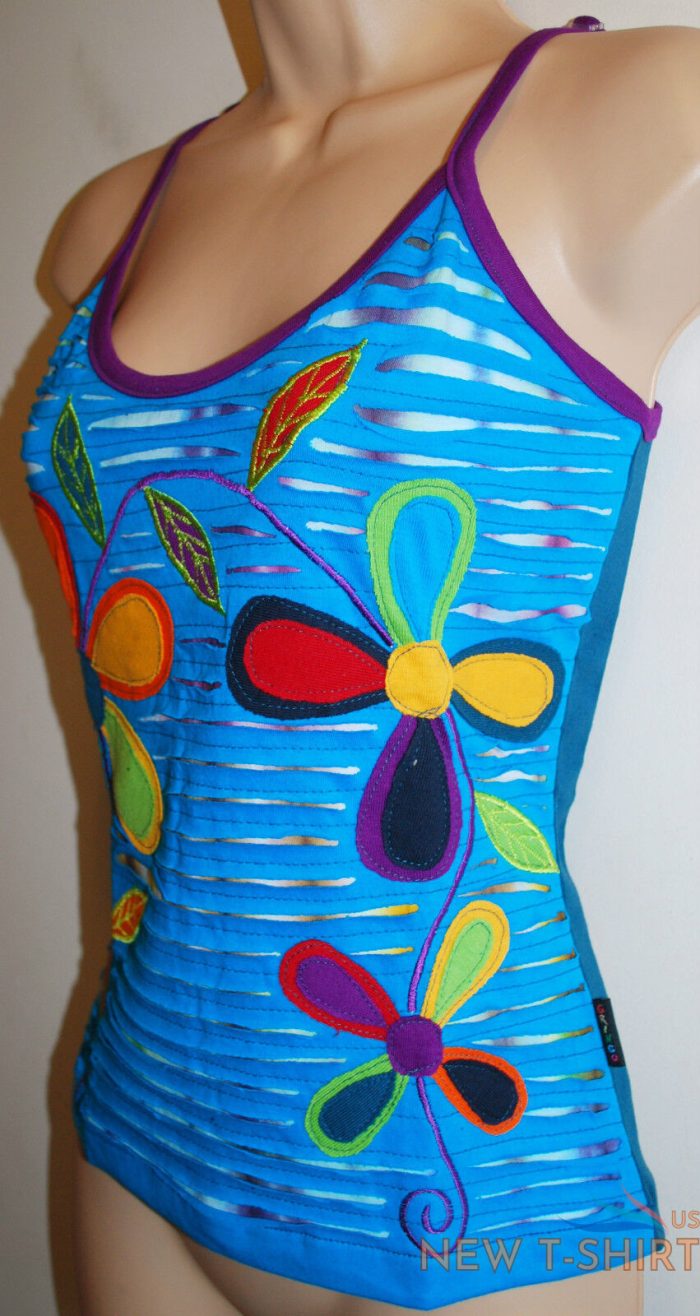 new gringo strappy vest top s m 6 8 hippy fair trade ethnic boho festival flower 1.jpg