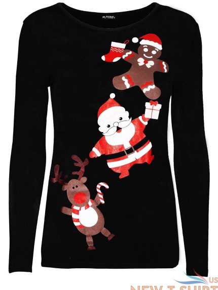 new womens christmas reindeer gingerbread santa ladies long sleeve t shirt top 1 2.jpg