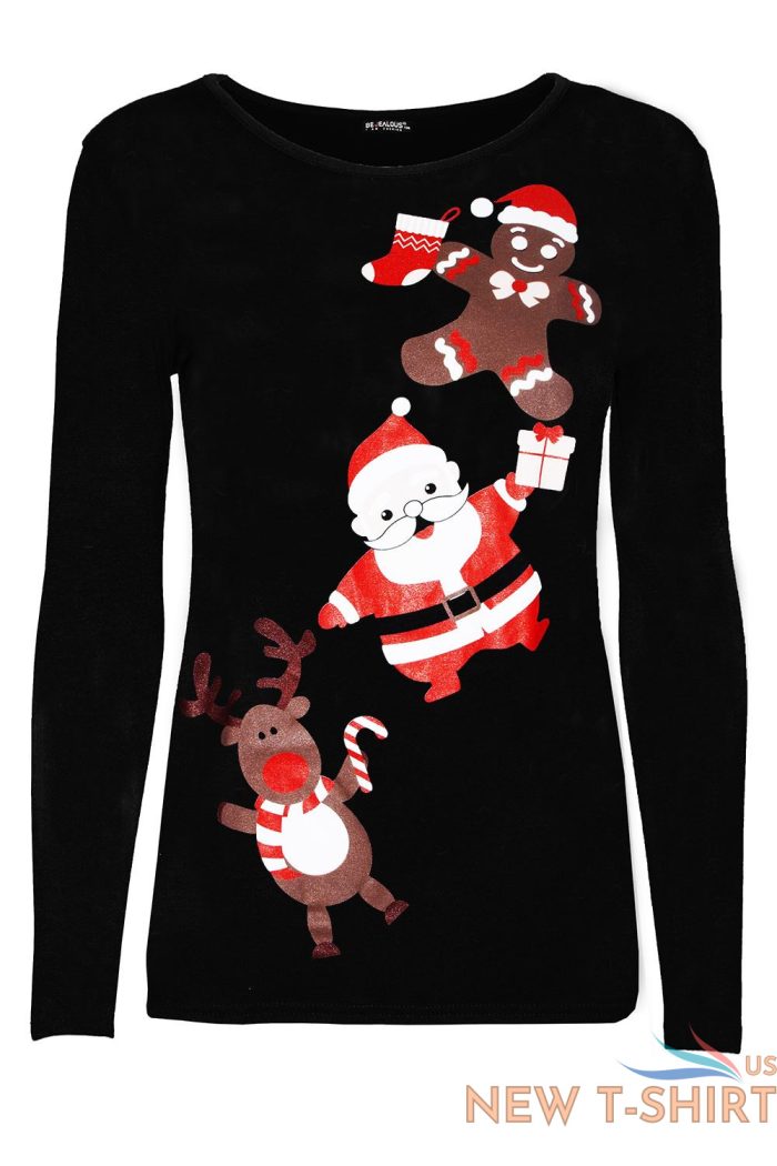 new womens christmas reindeer gingerbread santa ladies long sleeve t shirt top 1 2.jpg