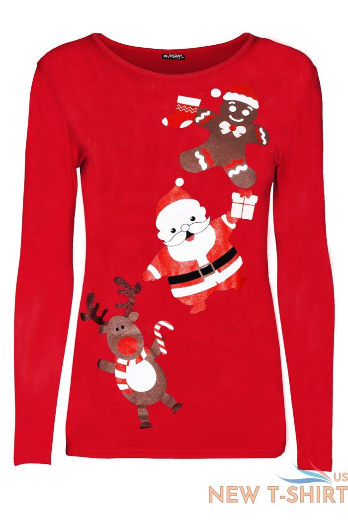 new womens christmas reindeer gingerbread santa ladies long sleeve t shirt top 2 2.jpg