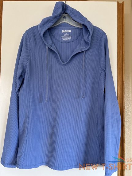 nwot duluth trading women s large blue thermal long sleeve hooded pullover l 0.jpg