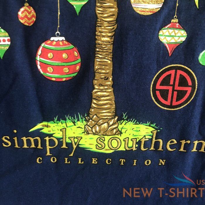 nwt simply southern christmas long sleeve navy blue t shirt gold glitter size s 3.jpg