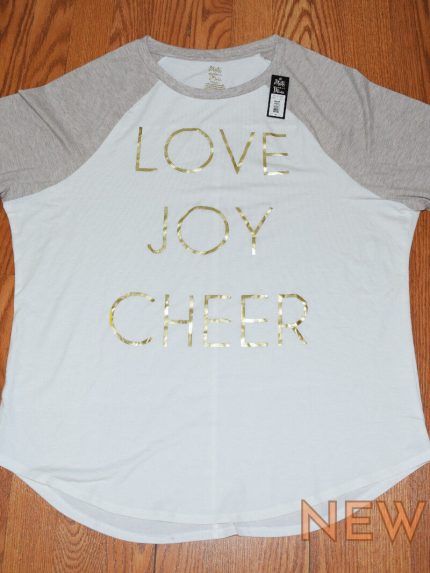 nwt womens state of mine tan white love joy cheer 3 4 sleeve shirt size xl 0.jpg