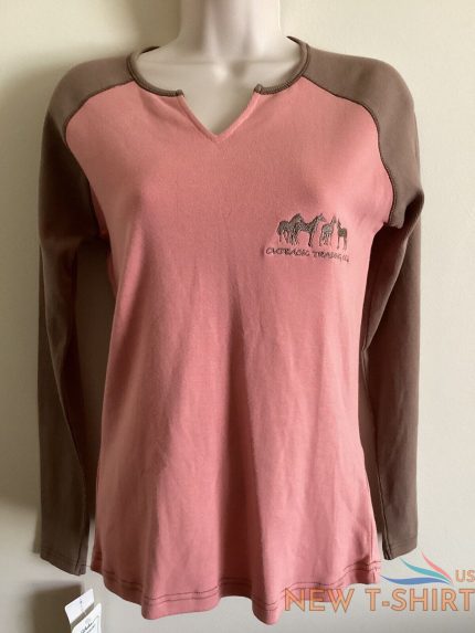 outback trading company women s brown pink long sleeve shirt size m 0.jpg