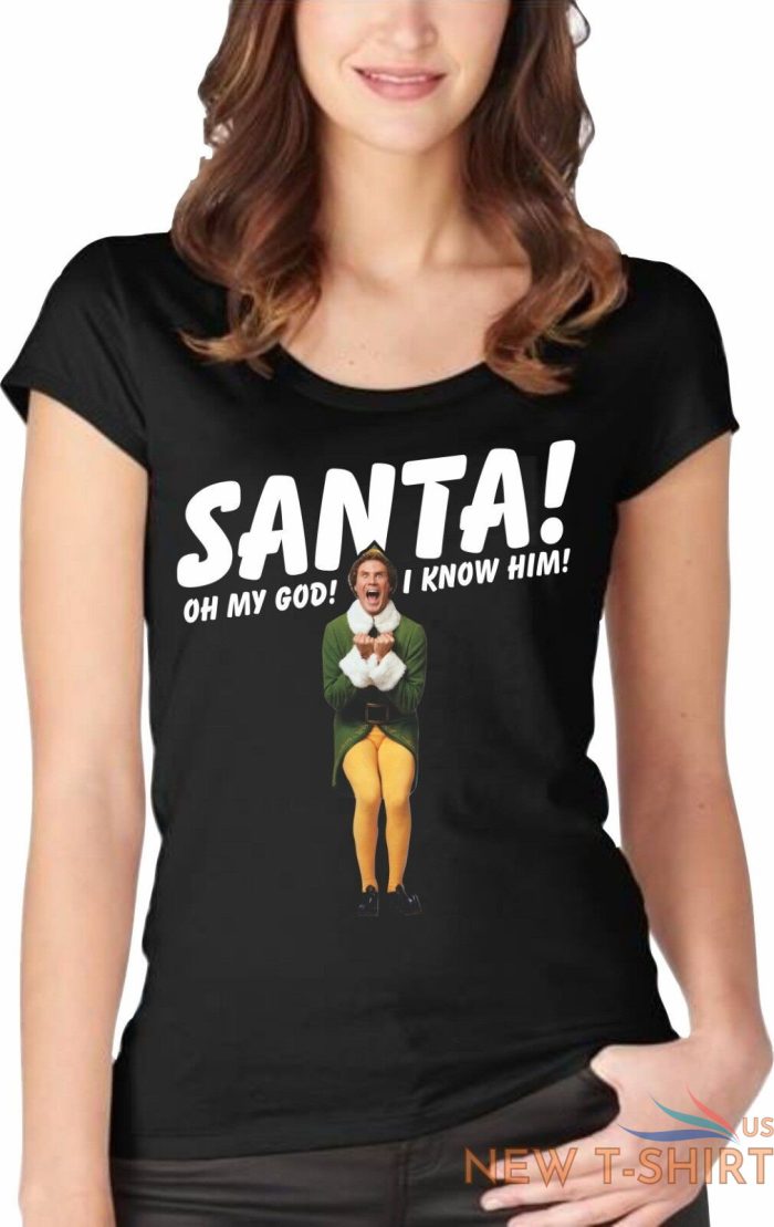 santa i know him t shirt funny buddy the elf christmas kids mens gift top 2.jpg