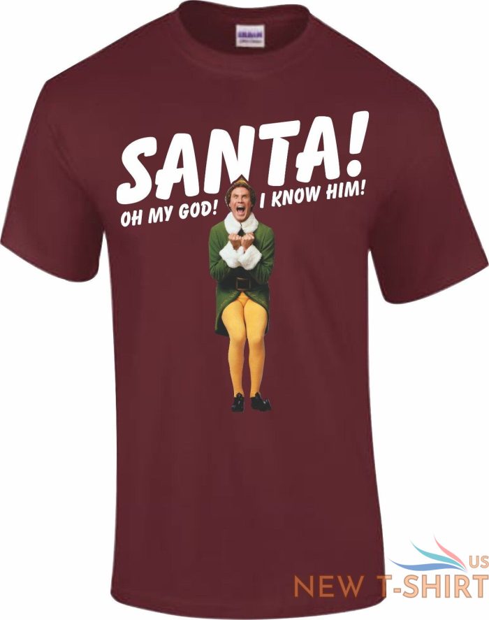 santa i know him t shirt funny buddy the elf christmas kids mens gift top 3.jpg
