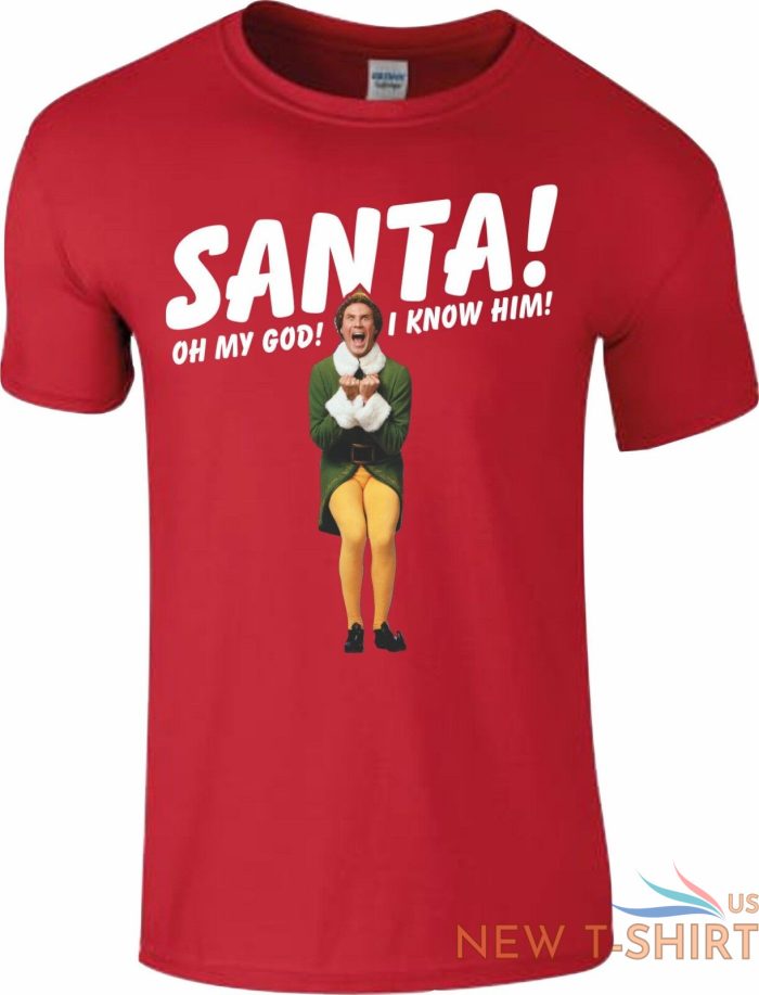 santa i know him t shirt funny buddy the elf christmas kids mens gift top 5.jpg