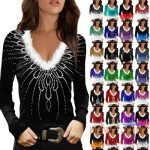 women s christmas printed t shirt faux fur v neck long sleeve slim fit blouse 0.jpg