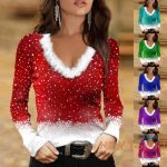 women s christmas printed t shirt faux fur v neck long sleeve slim fit blouse 6.jpg