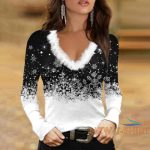 women s christmas printed t shirt faux fur v neck long sleeve slim fit blouse 9.jpg