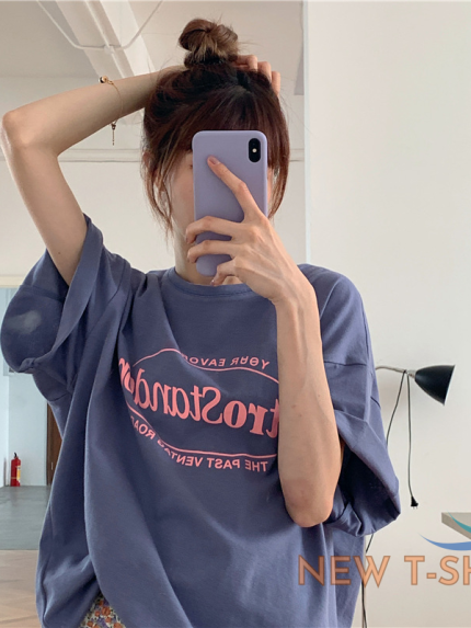 women s short sleeve style loose foreign trade women s letter student couple 1.png