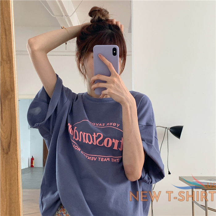 women s short sleeve style loose foreign trade women s letter student couple 1.png