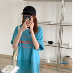 women s short sleeve style loose foreign trade women s letter student couple 4.png