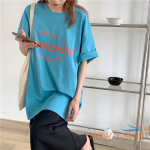 women s short sleeve style loose foreign trade women s letter student couple 7.png