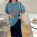 women s short sleeve style loose foreign trade women s letter student couple 9.png