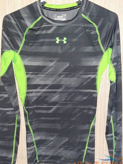 women s sz s p p under armour heat gear green black long sleeve compression top 0.jpg